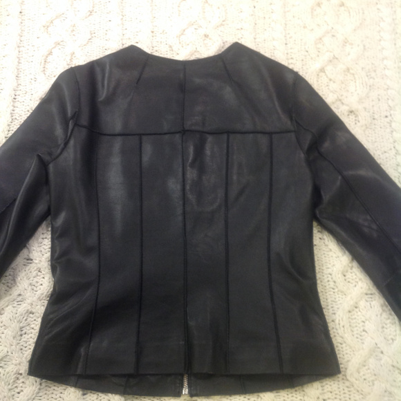 Michael Kors Collarless Leather Jacket - Picture 3 of 7